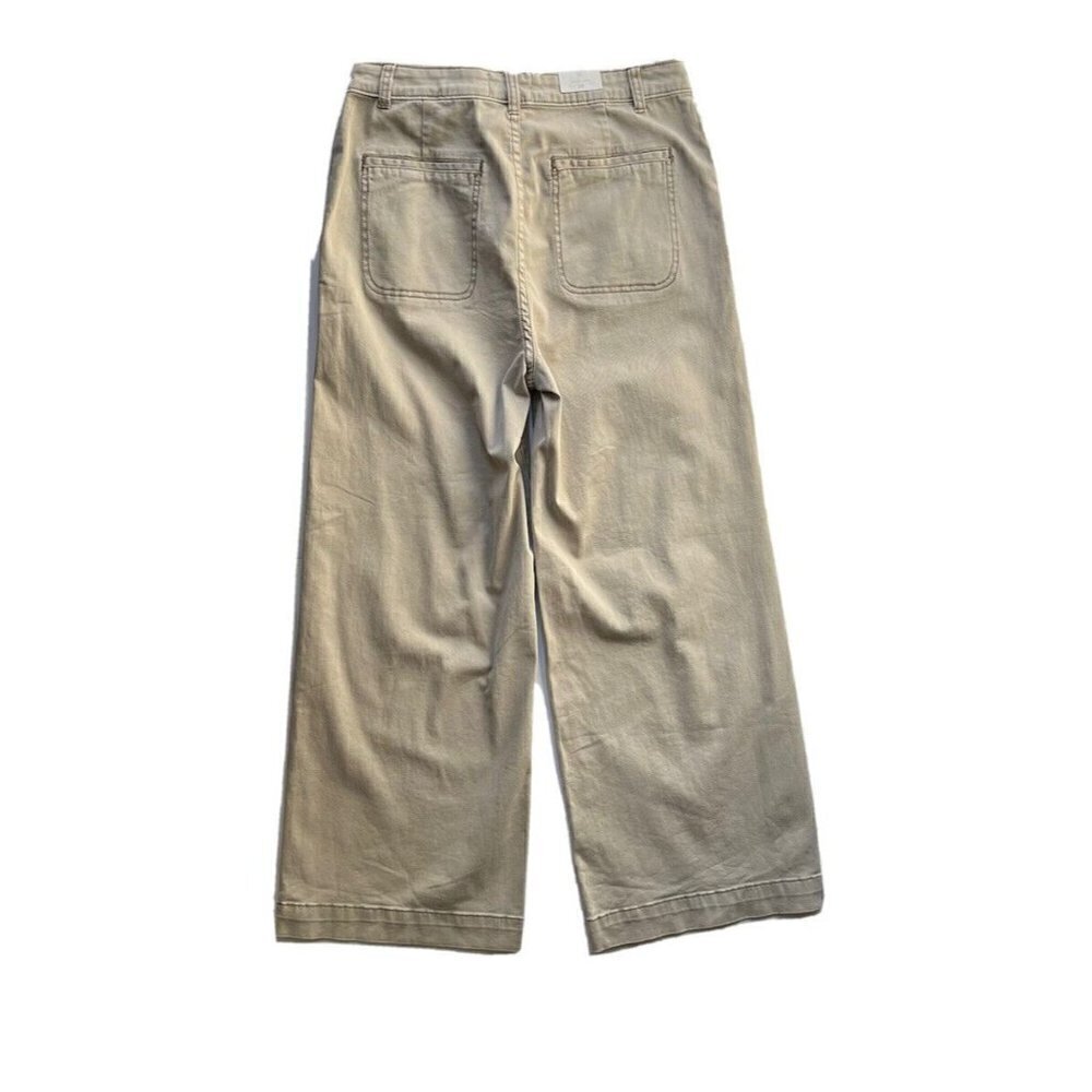 NEW CASLON Nordstrom Wide Leg High Waist Crop Chino Pant Trouser Size 28 Tan - Picture 3 of 10